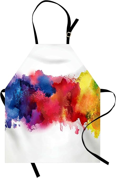 Amazon.com: Lunarable Abstract Delantal, Vibrantes manchas de acuarela de  pintura Splatters pinceladas goteo líquido arte, Unisex cocina babero con  cuello ajustable para cocinar jardinería, tamaño de adulto, amarillo azul:  Home & Kitchen