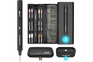 AM ARROWMAX Electric Engraving Pen with 42 Bits, Aluminum Case, Smart Motion Control, OLED, APP, Magnetic Charger, Tool Bag, Engraving Pen for Metal, Wood, Glass and Plastic (SGS PRO Plus),Black