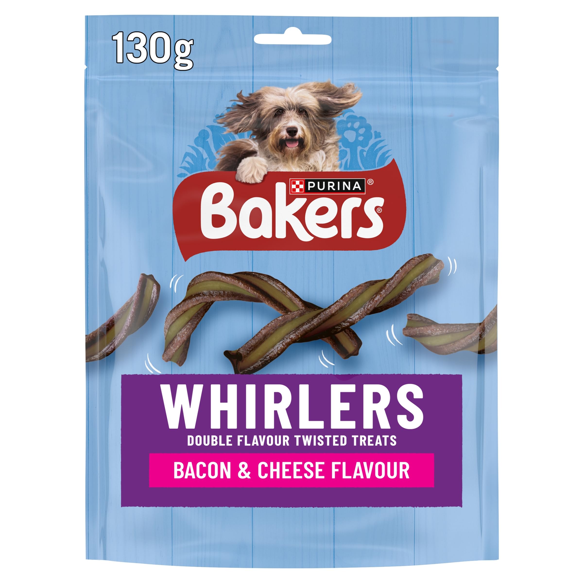 BAKERS Whirlers Bacon and Cheese Dog Treats 130g (Pack of 6)