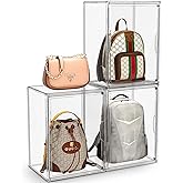 MSHOMELY Purse Storage Organizer for Closet 3 Packs Clear Handbag Storage Organizer Acrylic Display Case for Collectibles Stackable Bag Organizer with Magnetic Door for Backpack, Figure, XXX-Large