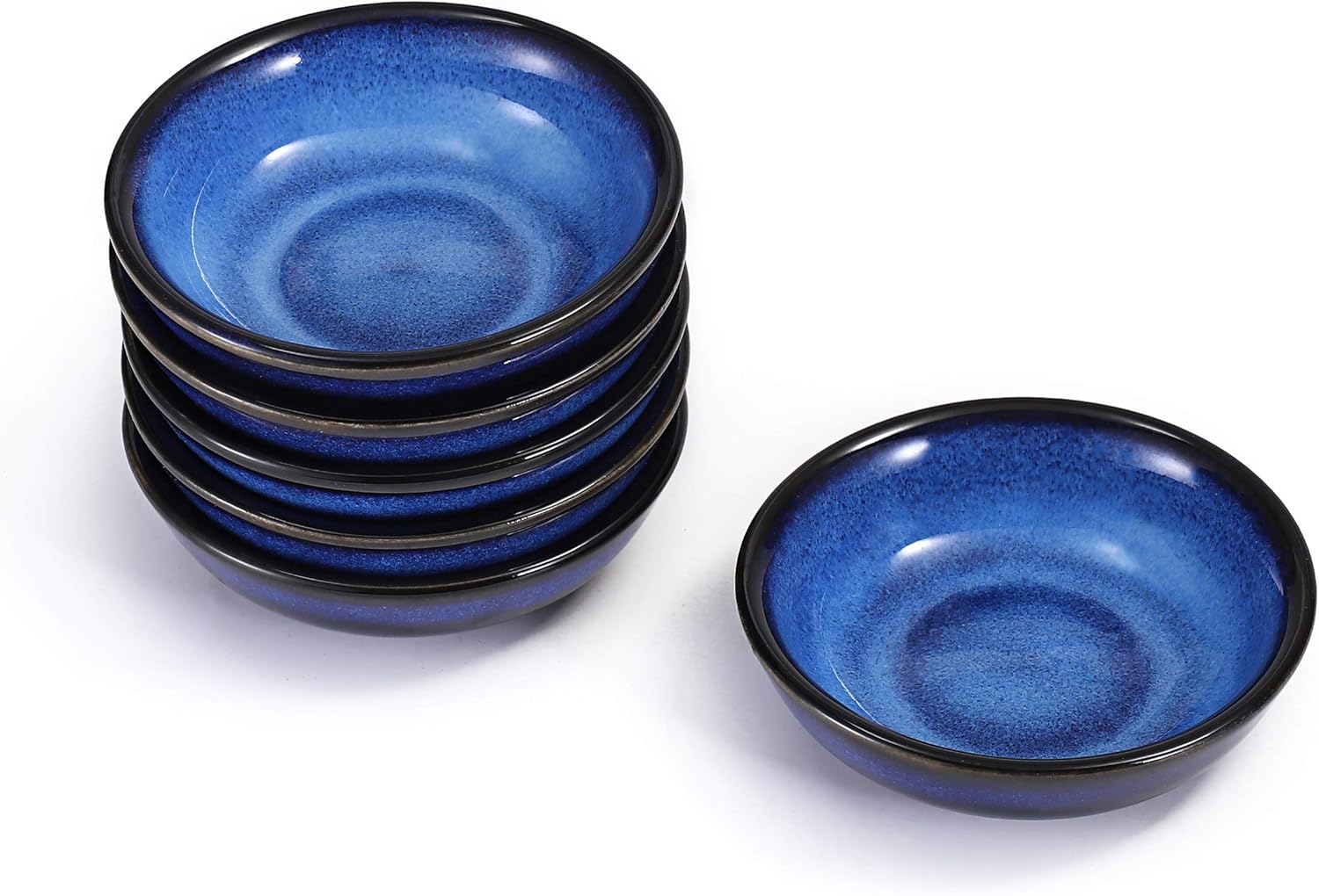 Urban Lifestyle 6 x Dipschälchen/Saucenschälchen/Dipschale Ayumi Rund Handglasiert (Blau)