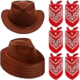 Haysandy 6 PCS Western Cowboy Hat Set - Cowgirl Hat and Bandana Set for Halloween Birthday Kids Western Costume Party