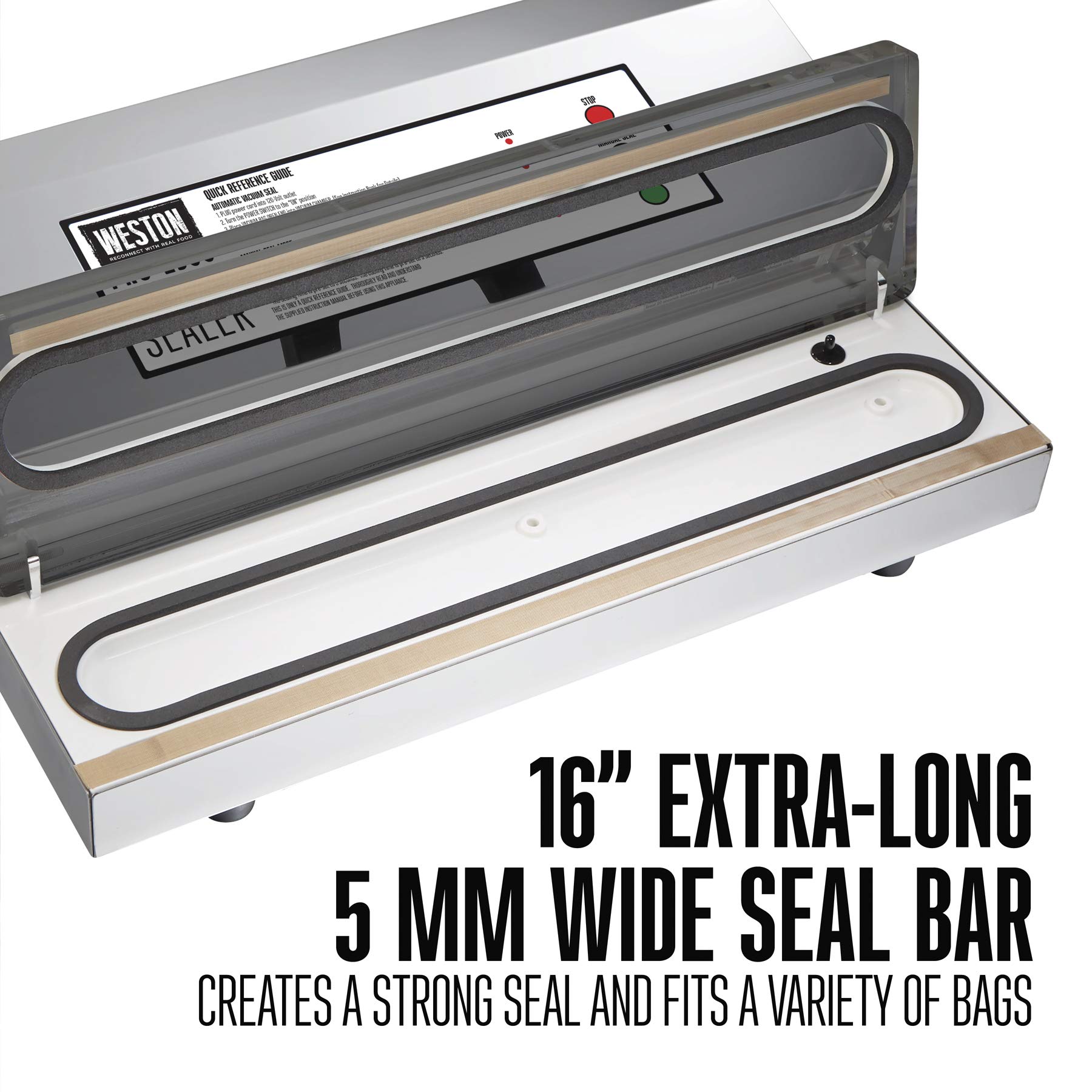 Weston Brands Vacuum Sealer Machine for Food Preservation & Sous Vide, Extra-Wide 5mm Bar for Sealing Bags up to 16