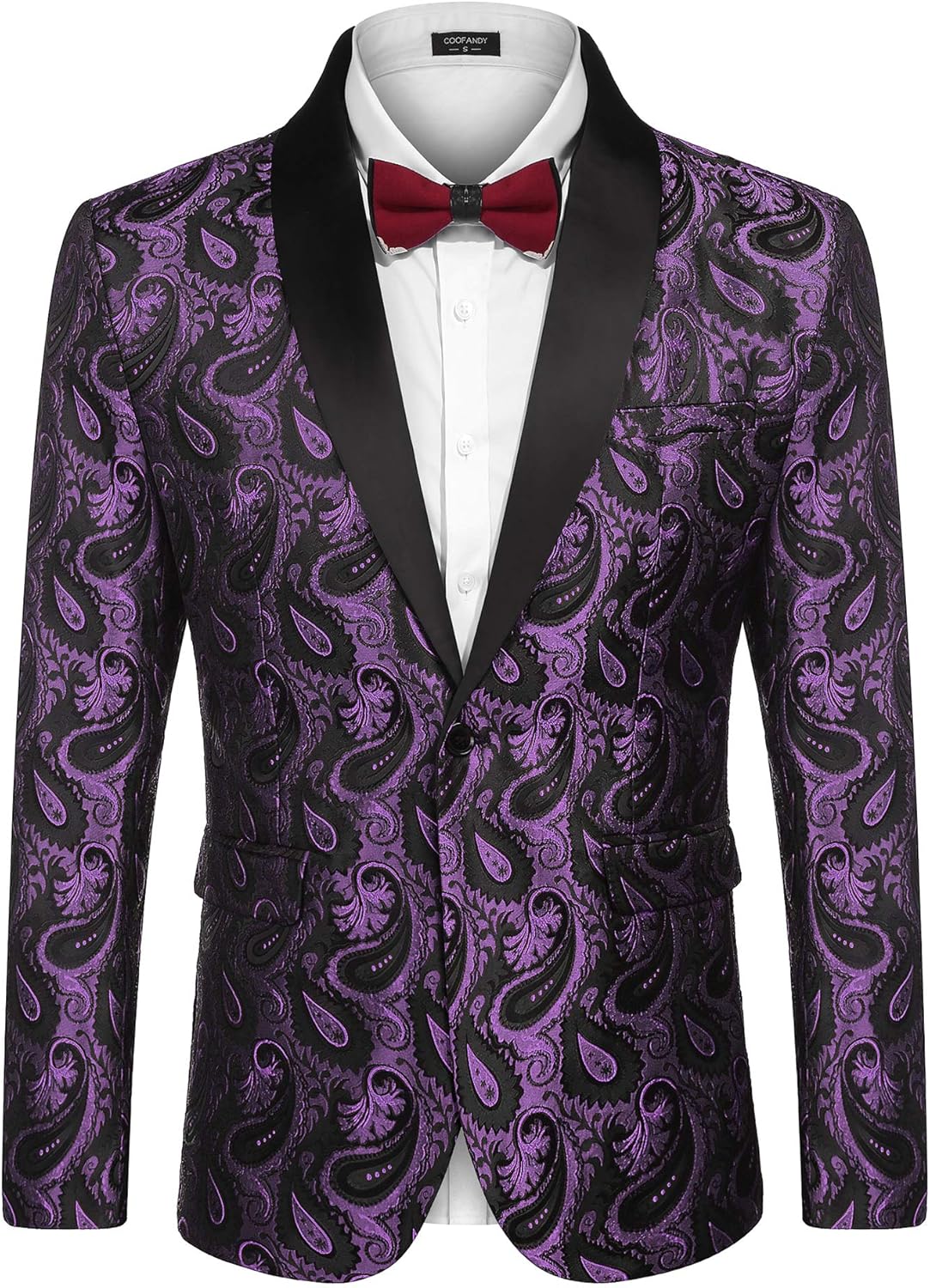 COOFANDY Mens Floral Tuxedo Jacket Paisley Shawl Lapel Suit Blazer Jacket for Dinner,Prom,Wedding
