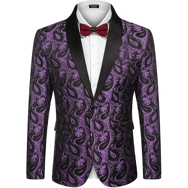 Mens Floral Tuxedo Jacket Paisley Shawl Lapel Suit