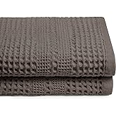 GILDEN TREE Waffle Towels for Bathroom, 100% Cotton Quick Dry Towel, Waffle Bath Towels Large, Absorbent Lightweight Travel Towel, Bath Towels Set of 2, Classic Style (Stone)