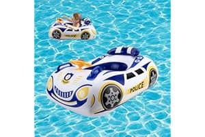 JALAROMA Baby Pool Float Police Car Design Toddler Pool Float Heavy Duty Toddler Floaties Inflatable Boat Floaties for Toddlers 1-2 Kids Pool Floats for Toddlers 1-3 Baby Swim Float for Kids Age1-5 Boys Girls