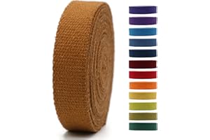 JACOB BICERRI 1" & 1.5'' & 2" Cotton Webbing - 5 Yards - 50+ Colors -%100 Natural Cotton - Turkish Woven - Heavy Duty 1 Inch 1.5 Inch 2 Inch Canvas Webbing for Sewing Straps Bag Climbing Indoors Craft DIY 11462