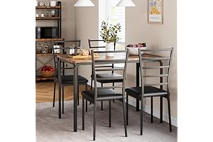 IDEALHOUSE Dining Table Set for 4,Kitchen Table and Chairs for 4, 5 Piece Dining Table Set, Modern Dining Room Table Set, Dinner Table Set for 4, Rectangular Dinette Set Furniture for Home Office