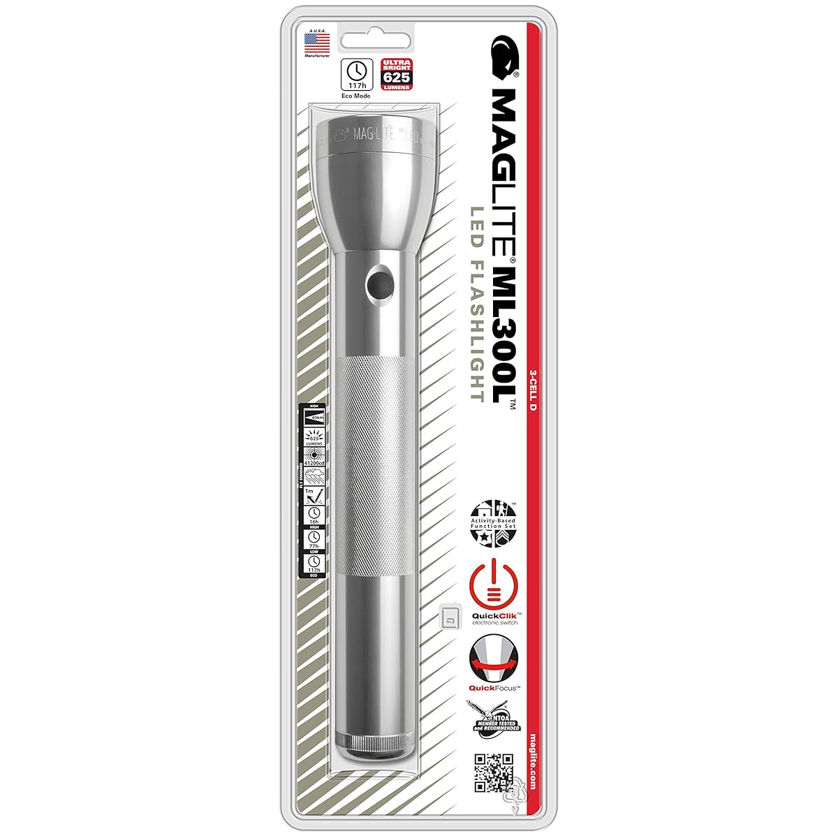 Maglite ML300L LED 3-Cell D Flashlight, Silver From Japan | eBay