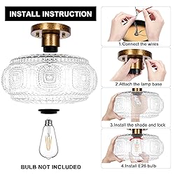 OYKYOHEI Semi Flush Mount Ceiling Light, Upgraded