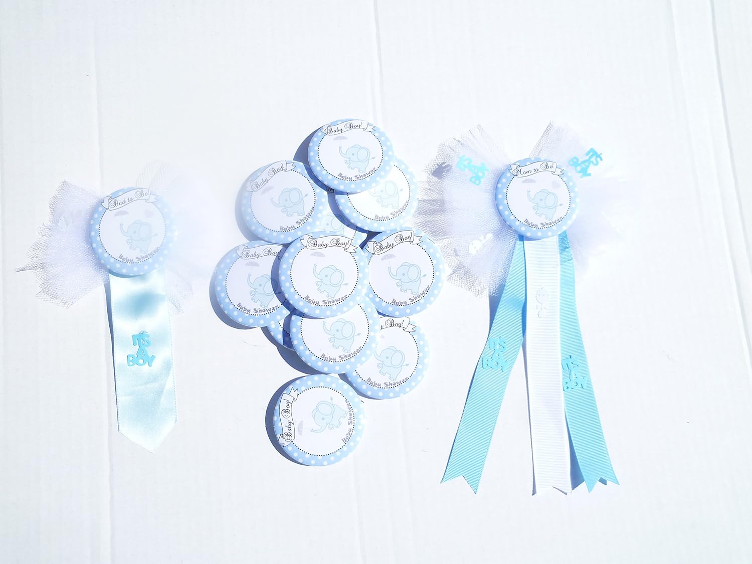 Amazon Com Blue Elephant Baby Shower Party Pin Back Buttons Baby Boy Mommy To Be Baby Shower Buttons Blue White Gray Everything Else