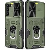 Samsung Galaxy S22 Plus Case with Camera Cover & Kickstand - 360 Rotate Ring Stand, Magnetic Magnet Protective Phone Cover - Green