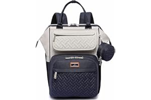 BabbleRoo Diaper Bag Backpack, Multifunction Large Bags with Changing Pad & Stroller Straps Pacifier Case, Unisex Stylish Travel Back Pack Nappy for Moms Dads (Stone Gray Blue)