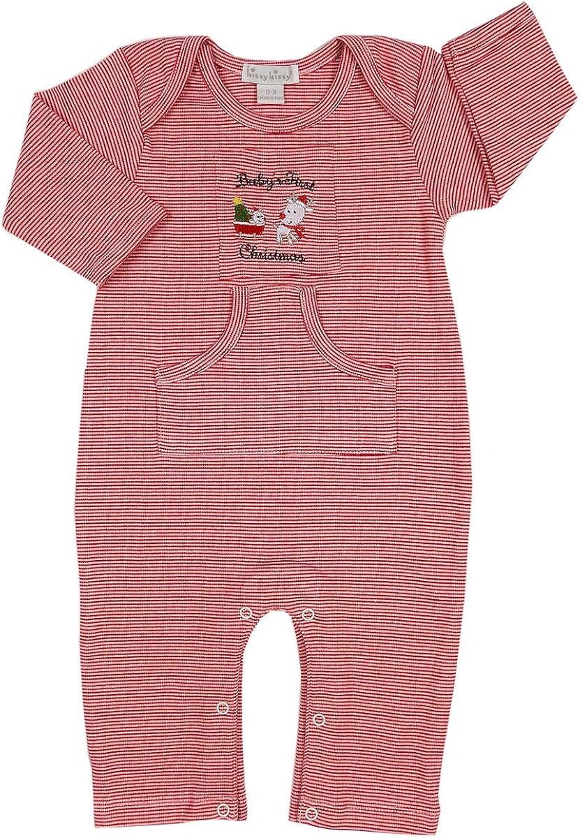 Kissy Kissy BabyBoys Infant Baby's First Christmas Stripe PlaysuitRed