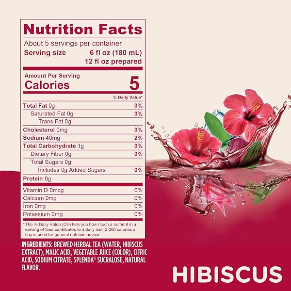 SPLENDA PREMIUM HIBISCUS TEA 1:1 CONCENTRATE, ZERO SUGAR, GLUTEN FREE, REAL BREWED TEA, 32 FL OZ
