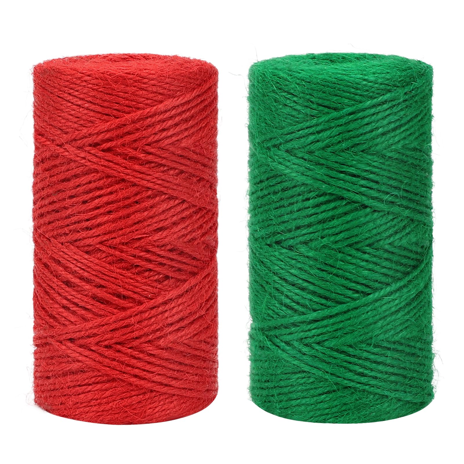 tenn well 2mm Jute Garden String, 200m Natural Jute Twine Colored String for Gift Wrapping, Gardening Floristry and Crafts Decoration (Red Green)