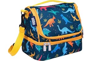 Wildkin Two Compartment Insulated Lunch Bag for Kids – School & Travel Ready - Jurassic Dinosaurs