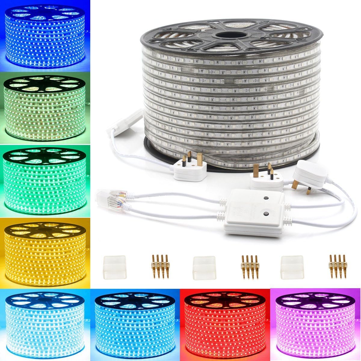 GreenSun LED Lighting LED Strip Light Flexible 164ft(50m) RGB SMD 5050 60LEDs/M Rope Lighting Band Strips Color Changing for Home, Kitchen,Garden, Christmas, Bar Decoration