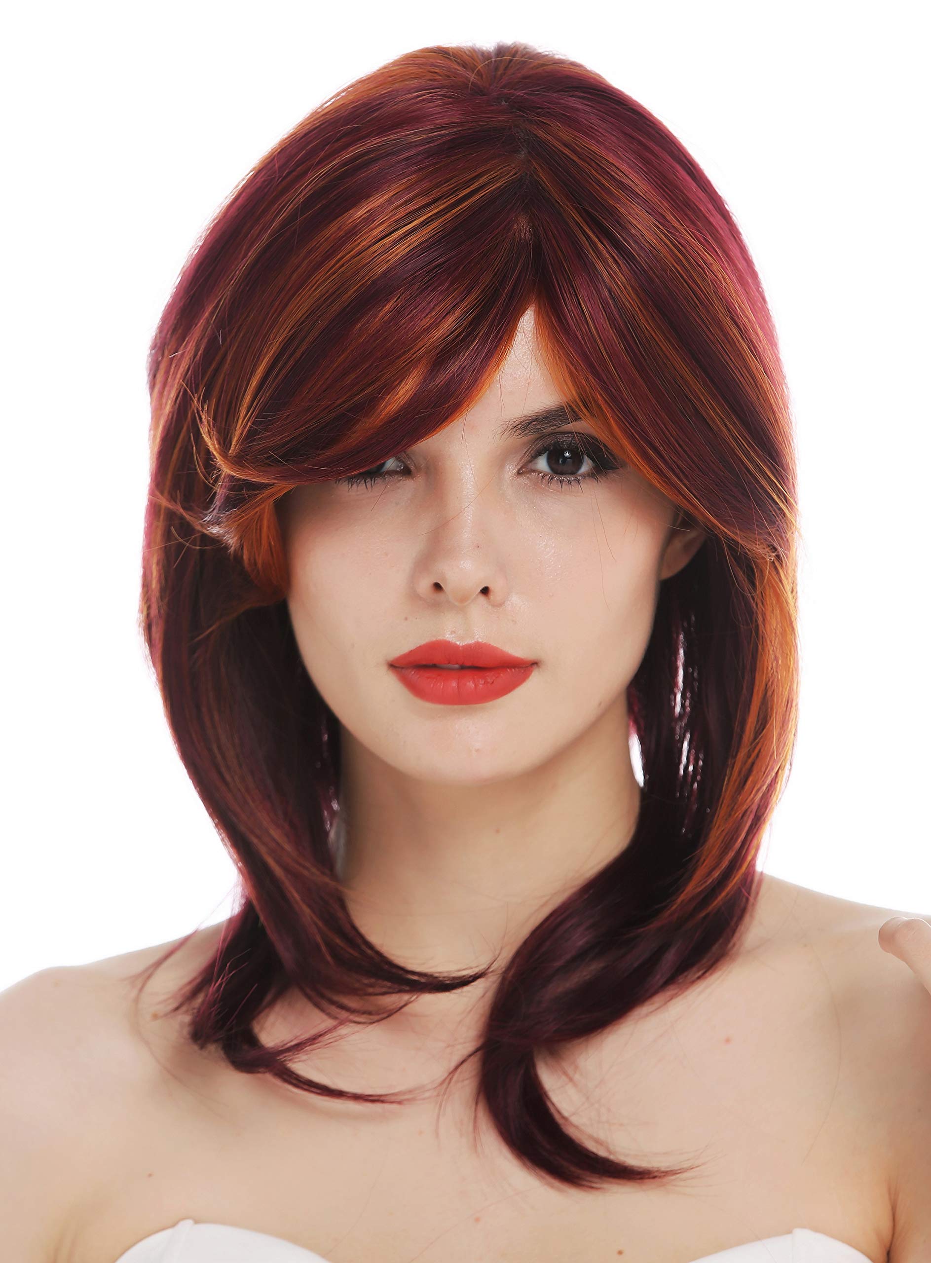 WIG ME UP - TYM-165-MT-330 wig women's wig medium length sleek parting red mix hand made partial mono