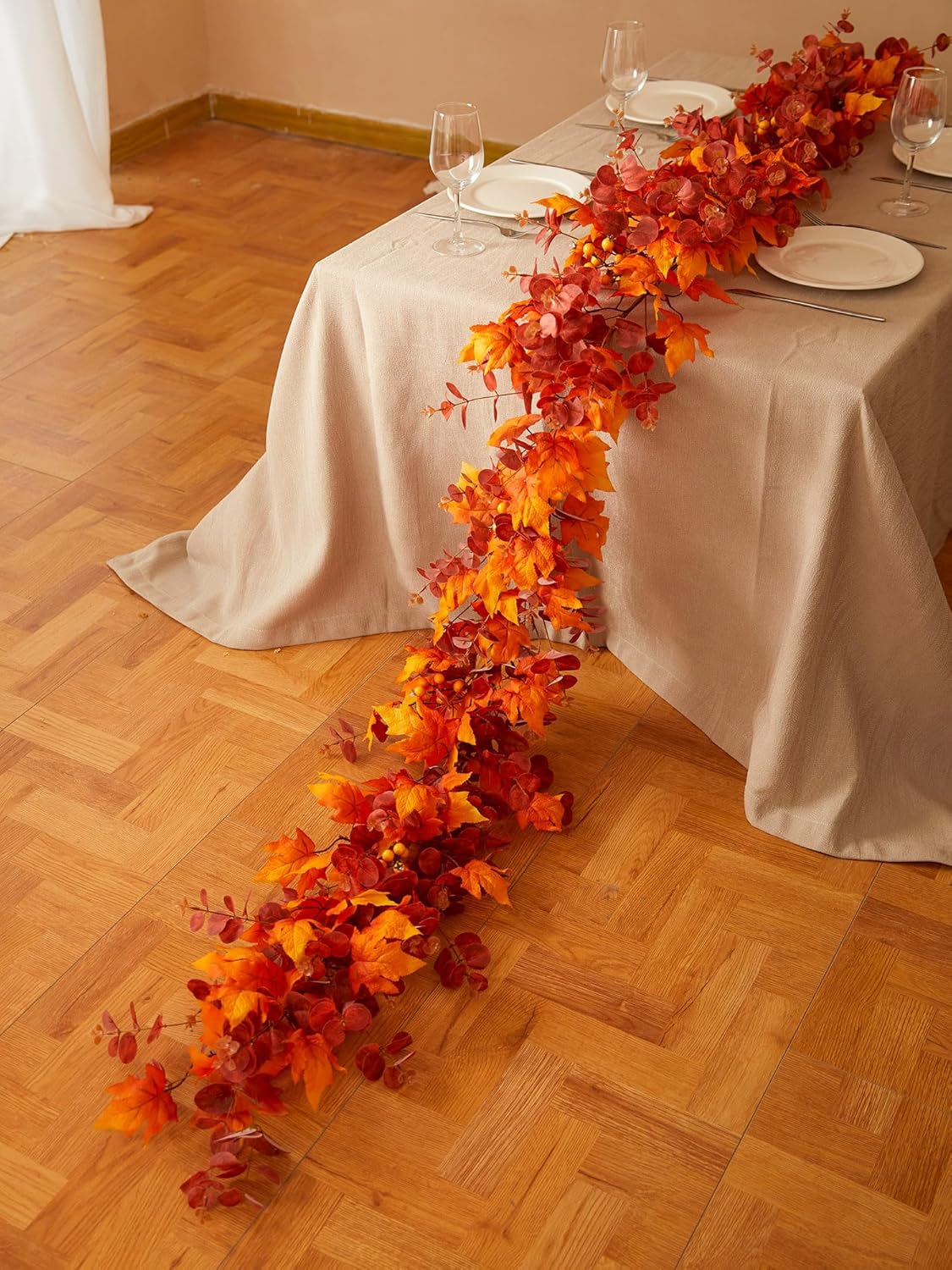 Wreaths, Garlands & Swags - Thanksgiving Decorations - Fall Decor - Fall Garland - 9FT Autumn Maples Leaf Garland for Autumn Decor Hanging Vine Garland for Halloween Thanksgiving Decor Home Wedding Fireplace Party Christmas