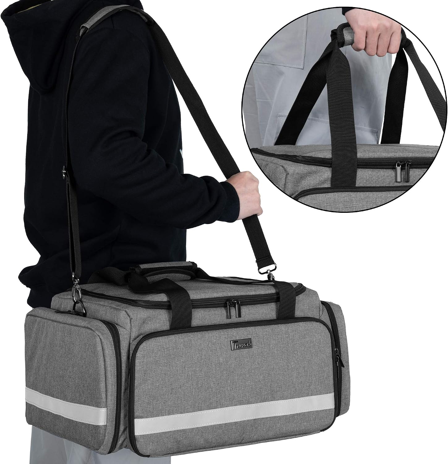 Trunab First Aid Bag Empty, Large Medical Bag with Inner Dividers for Home Health Nurse Doctor, Community Care, EMT, EMS - Image 5