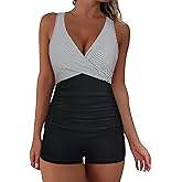Firpearl Underwire Tankini Swimsuits for Women V Neck Twist Tankini with Shorts Tummy Control Two Piece Bathing Suits 2025