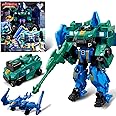 QUANTUM HEROES DINOSTER Transforming Toys, 2-in-1 Transforming Robot Stego Blast Wing, 6.7-inch Action Figure Children's Robot Toy, Cool Transforming Toys for Boys and Girls Age 5+, Green and Blue
