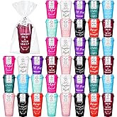 LemonRoad 40 Sets Christian Gifts Bulk 16oz Reusable Bible Verse Coffee Cups with Lids Cards and Gift Bags Inspirational Religious Gifts for Church Party (Classic Color)