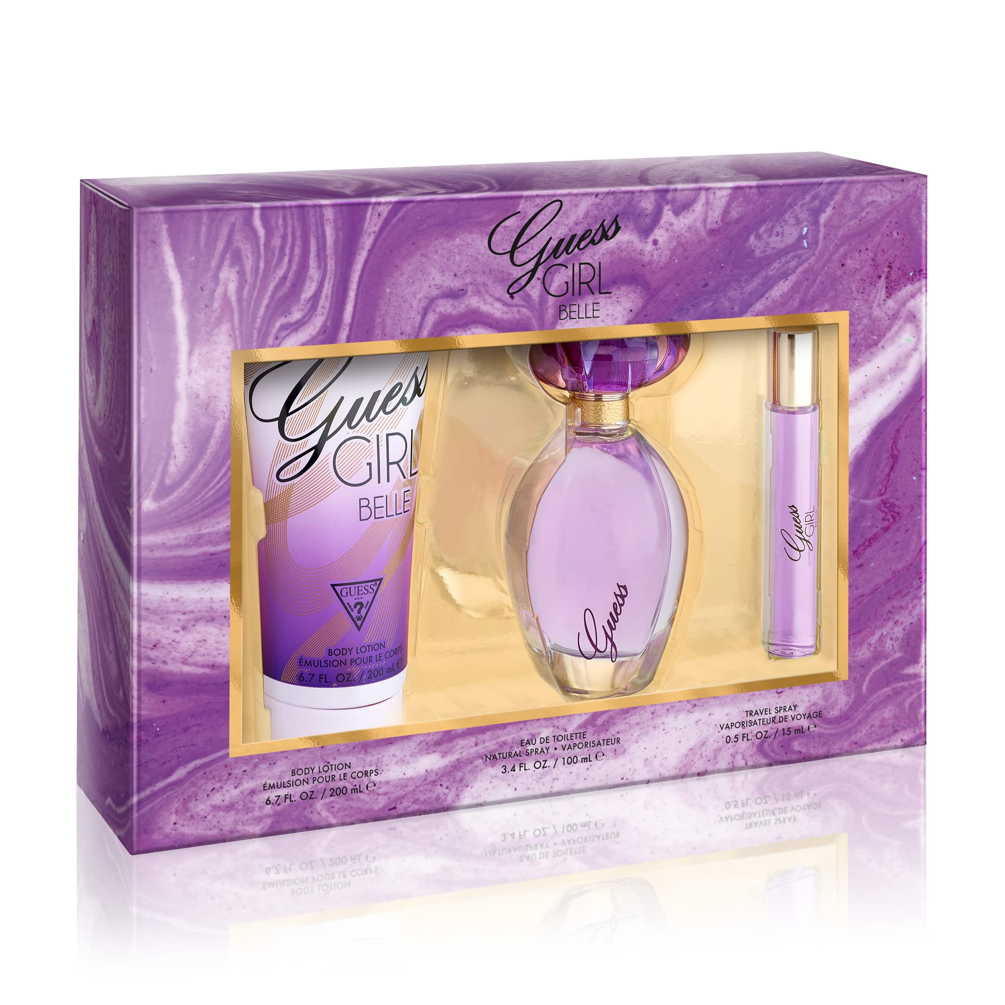 Girl Belle Eau de Toilette 3 Piece Gift Set - Perfume Spray 3.4 Fl. Oz., Travel Spray 0.5 Fl. Oz., & Body Lotion 6.7 Fl. Oz.