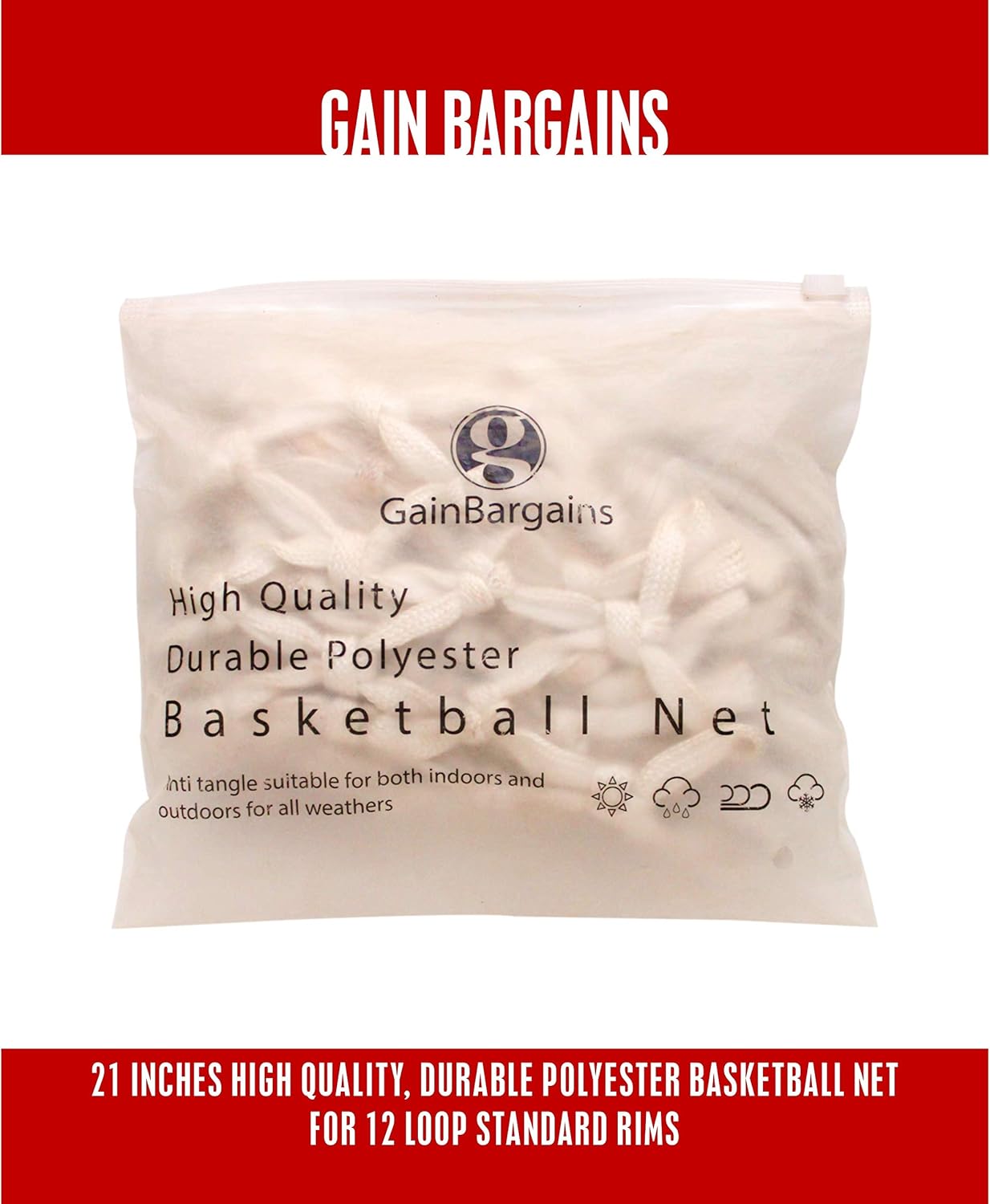 Gains Professional Basketball Net Replacement, All Weather Heavy Duty Anti Whip, Fits Standard Indoor or Outdoor 12 Loops Rim White. : Sports & Outdoors
