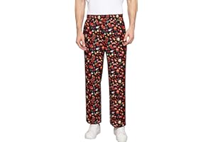 Nanxson Men's Baggy Chef Pants, Printed Work Pants with Elastic Waist Restaurant Kitchen Uniforms