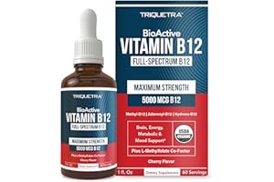 TRIQUETRA HEALTH BioActive Vitamin B12 5000 mcg | Contains 3 BioActive Forms B12 Plus Methylfolate Cofactor - Methyl B12, Adenosyl B12 & Hydroxy B12 | Sublingual Form, Berry Flavor, Organic, Vegan (60 Servings)