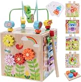 KMTJT Wooden Activity Cube Montessori Toys 7 in 1 for 1-3 Year Olds