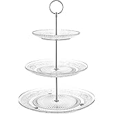 Royalty Art 3-Tiered Glass Serving Stand, Silver | Elegant dishware for snacks, appetizers, cakes, candies, durable reusable party hosting
