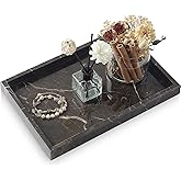 MULWR Brown Marble Tray,Pure Natural Vanity Tray,Marble Tray for Kitchen Counter Non-Ceramic/Non-Resin,Stone Trays 12 x 8 inch