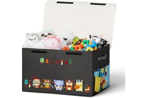 ADEHMDA 80L Large Toy Storage Box with Lid, Large Toy Box Chest for Kids, Girls and Boys, Nursery Room and Living Room, 26"x13" x16" (black-animal)