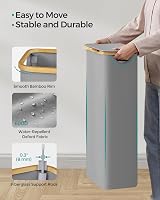 SONGMICS 65L Slim Laundry Basket with Lid Dove Grey LCB506G01 view 7