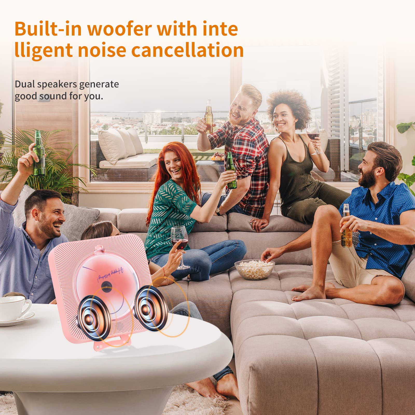 Yintiny Rechargeable Cute CD Player with Blutooth 5.0; Portable Music Player for Home Decor; Remote Control; Support AUX in Cable&USB; HiFi Bluetooth Player