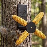 LemonRoad Squirrel Feeder, Wooden Spinner Corn Cob Holder 4 Ears Outside | For Outdoor Yard &amp; Garden, Fun Spinning Design, Natural Wood with Waterproof Finish, Attracts Squirrels &amp; Chipmunks, No Corns