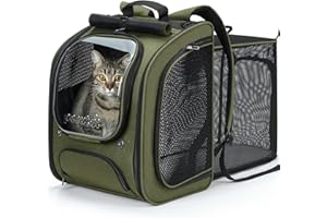 Pecute Bubble Cat Backpack Expandable, Large Space Cat Backpack Carrier with Breathable Mesh, Cat Carrier with Clear Bubble W