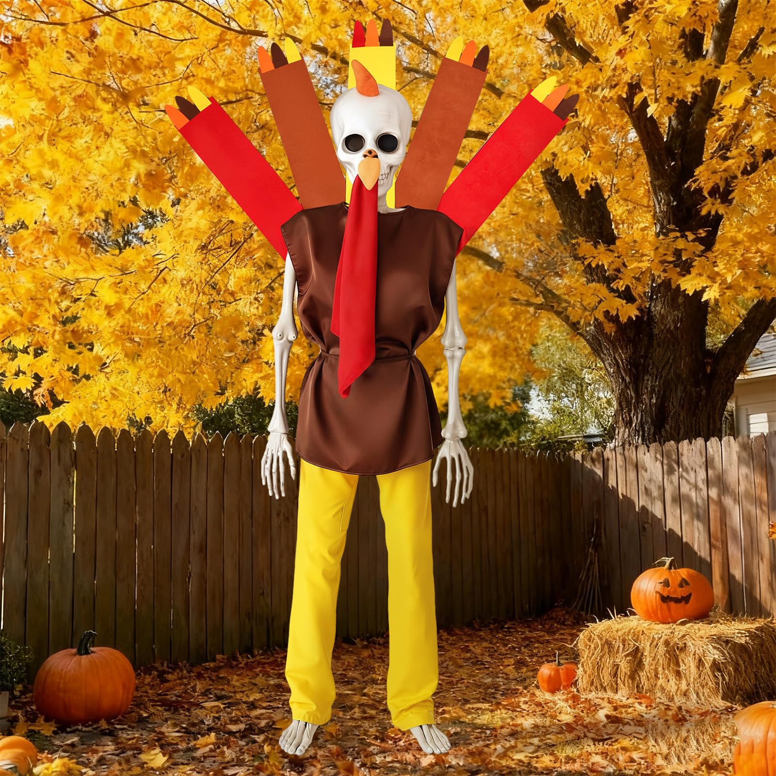 Photo 1 of Maiteenly 5 Pcs 12 Ft Thanksgiving Skeleton Costumes Accessories Giant Turkey Skeleton Clothing for Party Garden Lawn Props