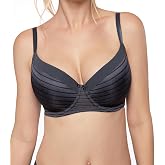 DORINA Carmen Light Padded Everyday Bra Supportive Underwire Balcony Balconette 3/4 Cup Demi T-Shirt Bra for Curves Women(32D-44D) D17143 Blue Charcoal -42D