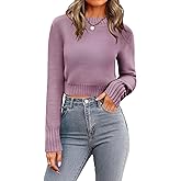 Zeagoo Women's 2026 Fall Crewneck Cropped Sweater Trendy Long Sleeve Ribbed Knit Pullover Jumper Tops