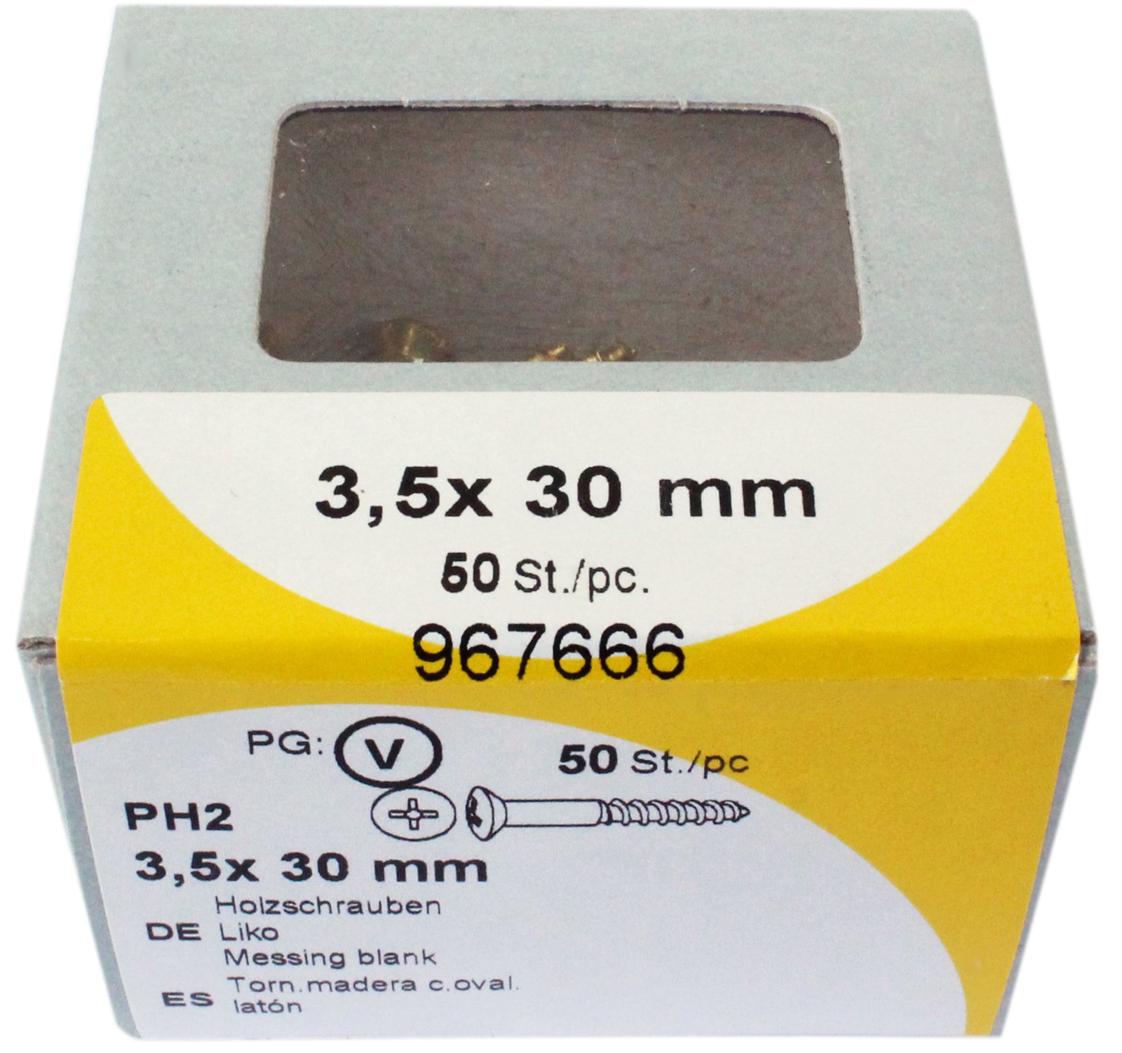 HSI 967666 - Brass Wood Screw 3.5 x 30 mm - 50 Pieces