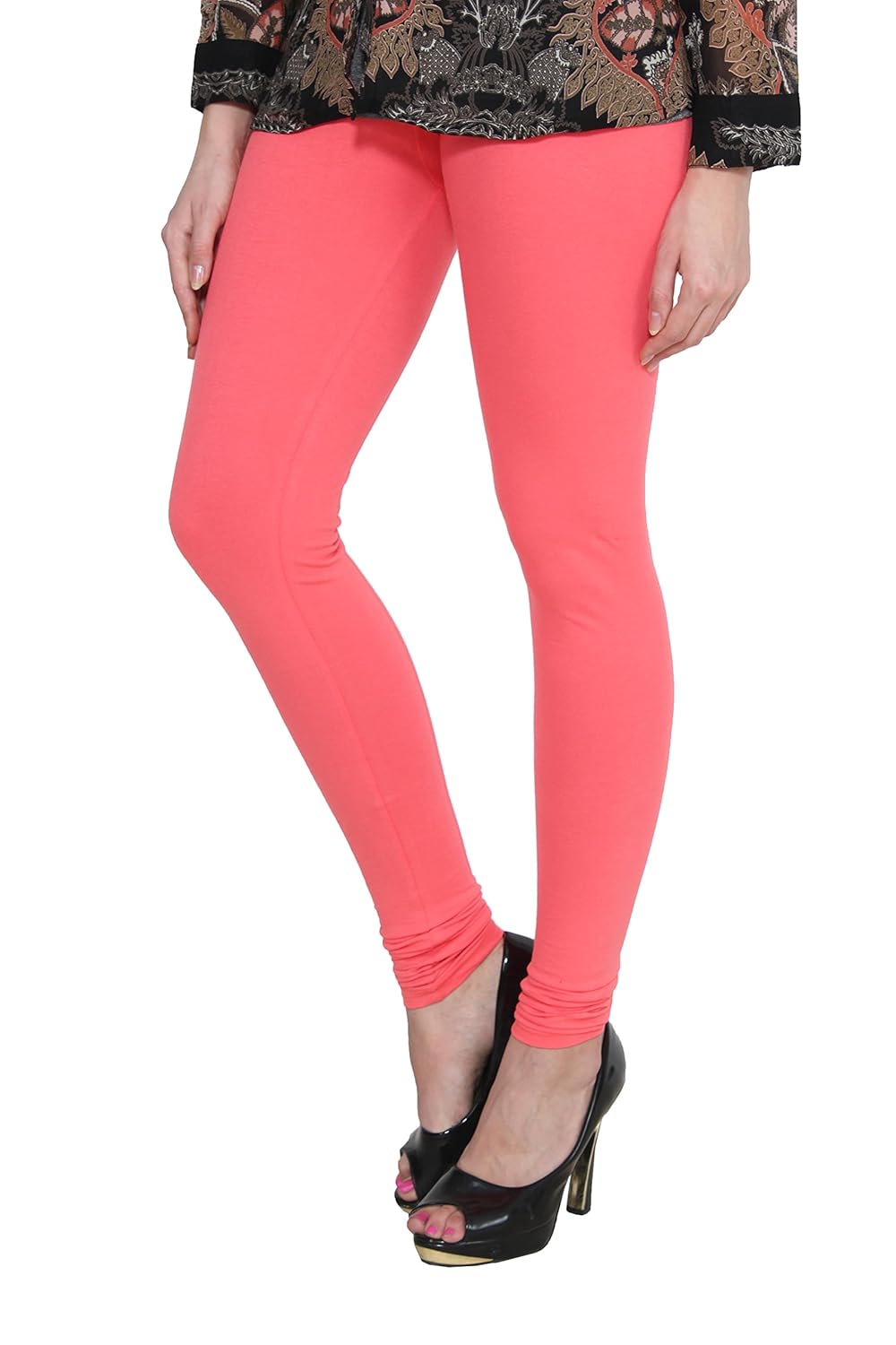 nice creations chudidar black cotton lycra premium leggings for women