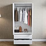 Vida Designs Denver White 2 Door Wardrobe with Drawers - Modern Furniture view 4