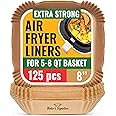 Air Fryer Paper Liners, 125Pcs Air Fryer Disposable Liners | Non-Stick and Oil Proof for Easy Cleanup, 8" Square for 5-8 qt B