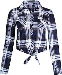 Front Tie Plaid Shirt