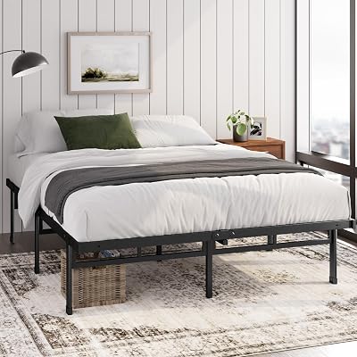 Zinus Justin Double Bed Frame 4ft6 135 x 190 cm Steel Slat Support Black